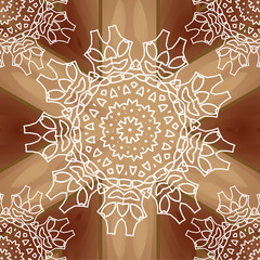 Lacy abstract ornament on wooden background