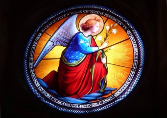 depiction of angel in stained glass