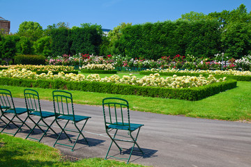 chairs and flowers in Volksgarten
