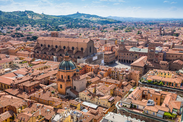 aerial view from Asinelli tower in Bologna, Italy