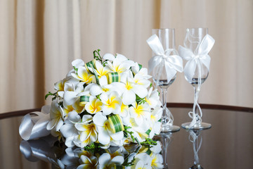 wedding bouquet of frangipani