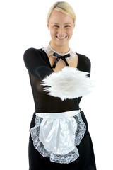 Frau im French Maid Kostüm