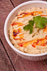 a bowl of hummus