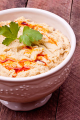 a bowl of hummus