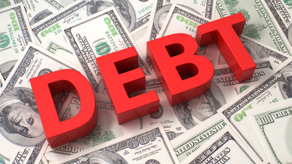 Debt on the dollar background