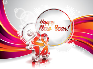 Vector Happy New Year 2014 colorful celebration background.