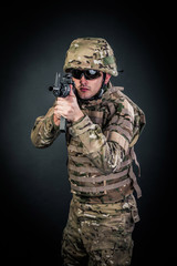 Modern soldier with rifle