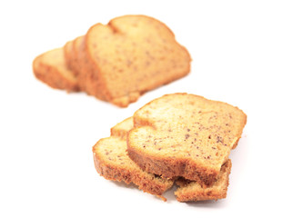 Sliced bread over white background