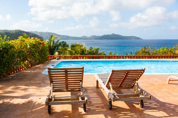 chair on the pool in Seychelles