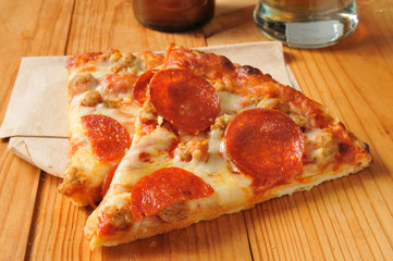 Pepperoni and sausage pizza