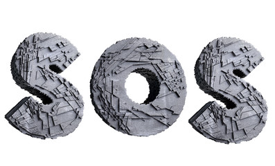 3d SOS Text Isolated on White Background