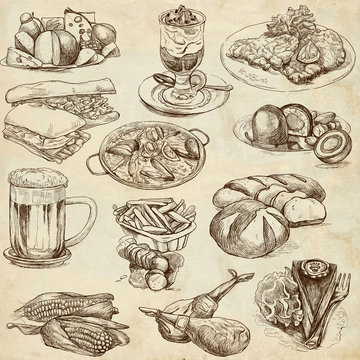 Food and Drinks around the World 2 - full sized hand drawings