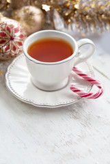 White Christmas tea cup