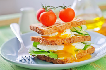 toasts with egg-poached