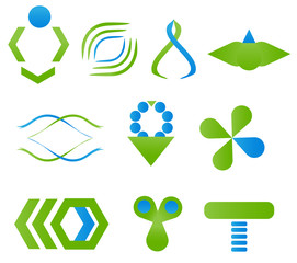 logo graphic elements blue green - obrazy, fototapety, plakaty