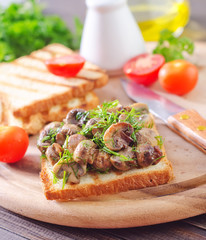 toasts with fried mushroom