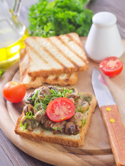 toasts with fried mushroom