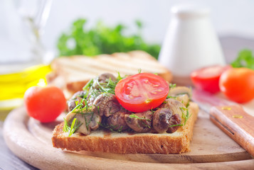 toasts with fried mushroom