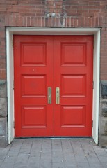 Red wooden door