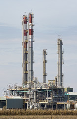 Chimneys of oil refining and gas industry
