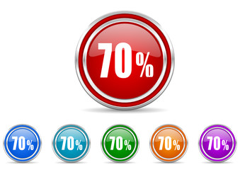 70 percent icon vector set