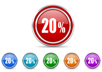 20 percent icon vector set
