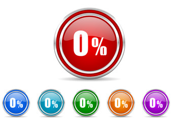 0 percent icon vector set