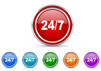 24/7 icon vector set