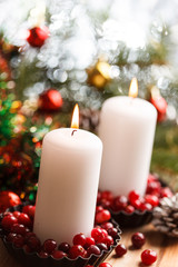 Obraz na płótnie Canvas Christmas decorations with a candles