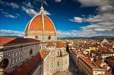 Fototapeta premium Florence. Wonderful sky colors in Piazza del Duomo - Firenze.