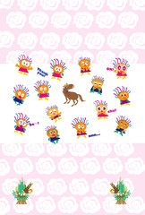 可愛い子供と馬のイラスト素材