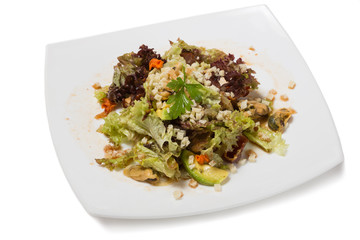 Salad with vegetables with clams