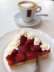 Strawberry cake and coffee