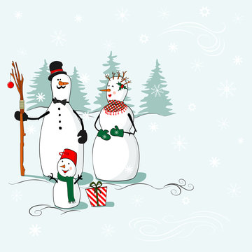 Greeting card with a snowmen