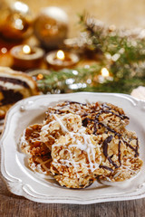 Sesame cookies on christmas eve table. Selective focus