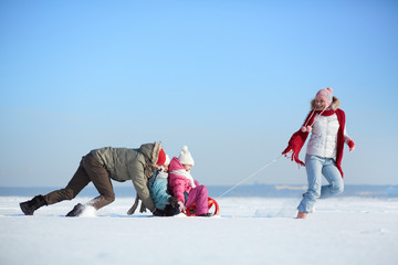 Riding on sledge