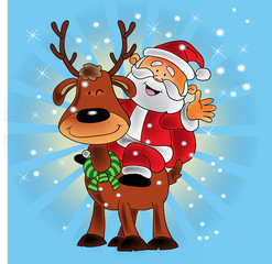 Santa Claus riding a reindeer