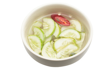Islamic dish made of cucumber slices and onions in vinegar.