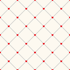 Vector seamless retro pattern, polka dot with hearts © svetolk