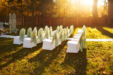 ceremony in  beautiful autumn  garden