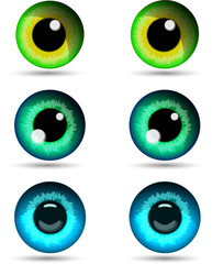 Set of three pair of eyes. Vector illustration.