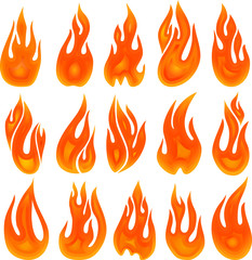 Collection of vector fires isolated on white