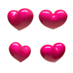Set of four shiny hearts
