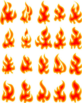 Collection of vector fires isolated on white