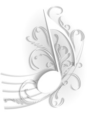 Music note background in cut of paper style.