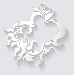 Paper oval frame in cut of paper style