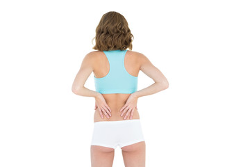 Obraz premium Rear view of brunette sporty woman wearing sportswear