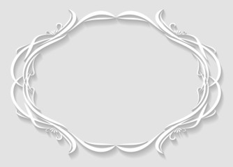 Paper oval frame in cut of paper style