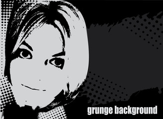 woman's face grunge vector illustration