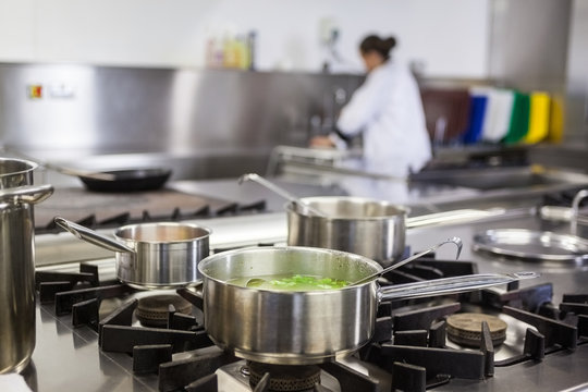 Different pots cooking on hotplate